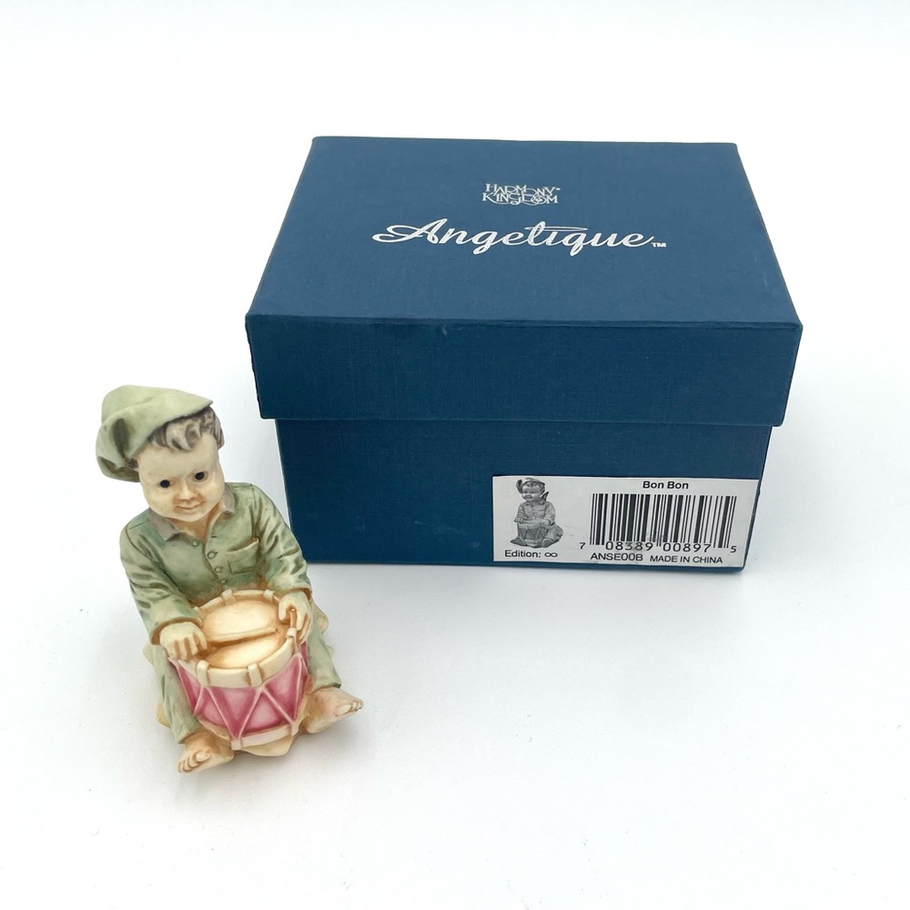 Vintage Angetique “Bon Bon” Ceramic Figurine Trinket Box by Harmony Kingdom